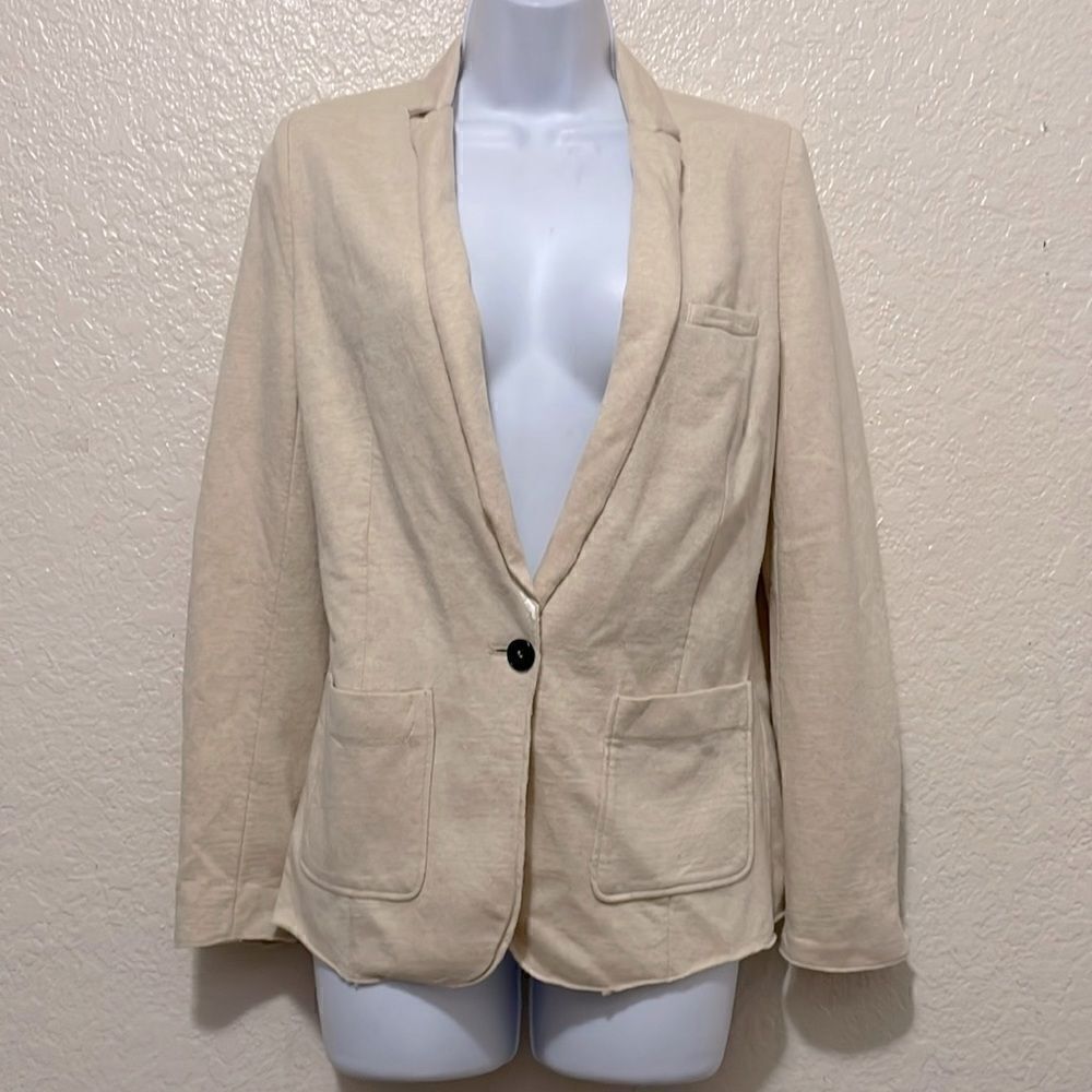 Forte_Forte Virgin Wool Neutral Blazer Jacket Patch Pocket Size XS (0)‎